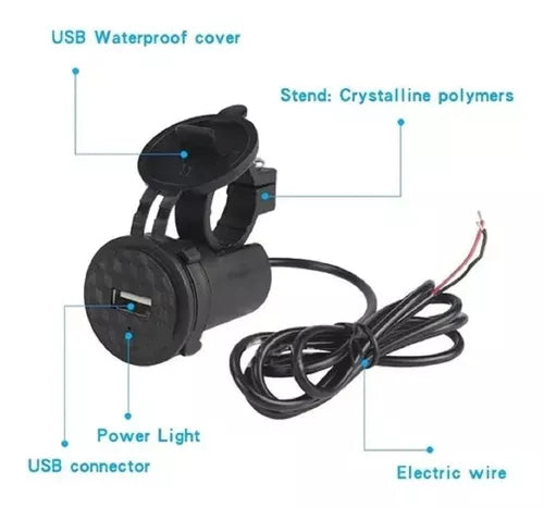 Cargador Salida Usb Para Moto Impermeable Manubrio